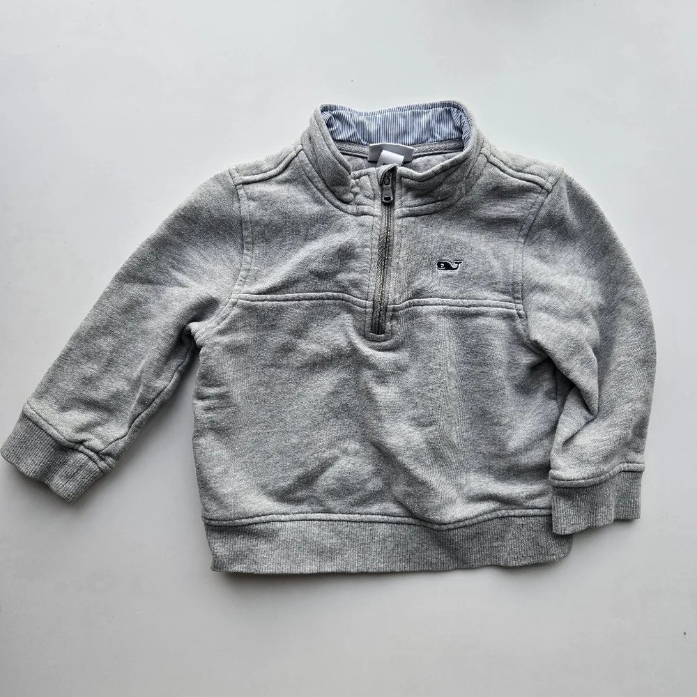Vineyard Vines Light Gray Kids Quarter-Zip Sweatshirt 18m - Picture 1 of 5